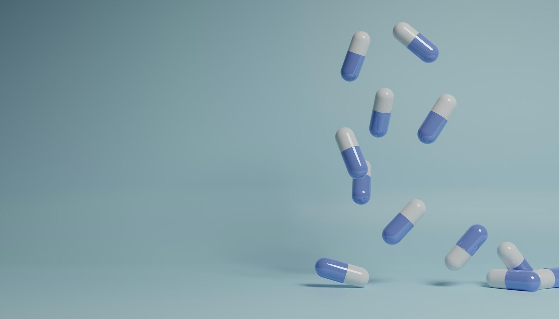 Capsules falling through the air